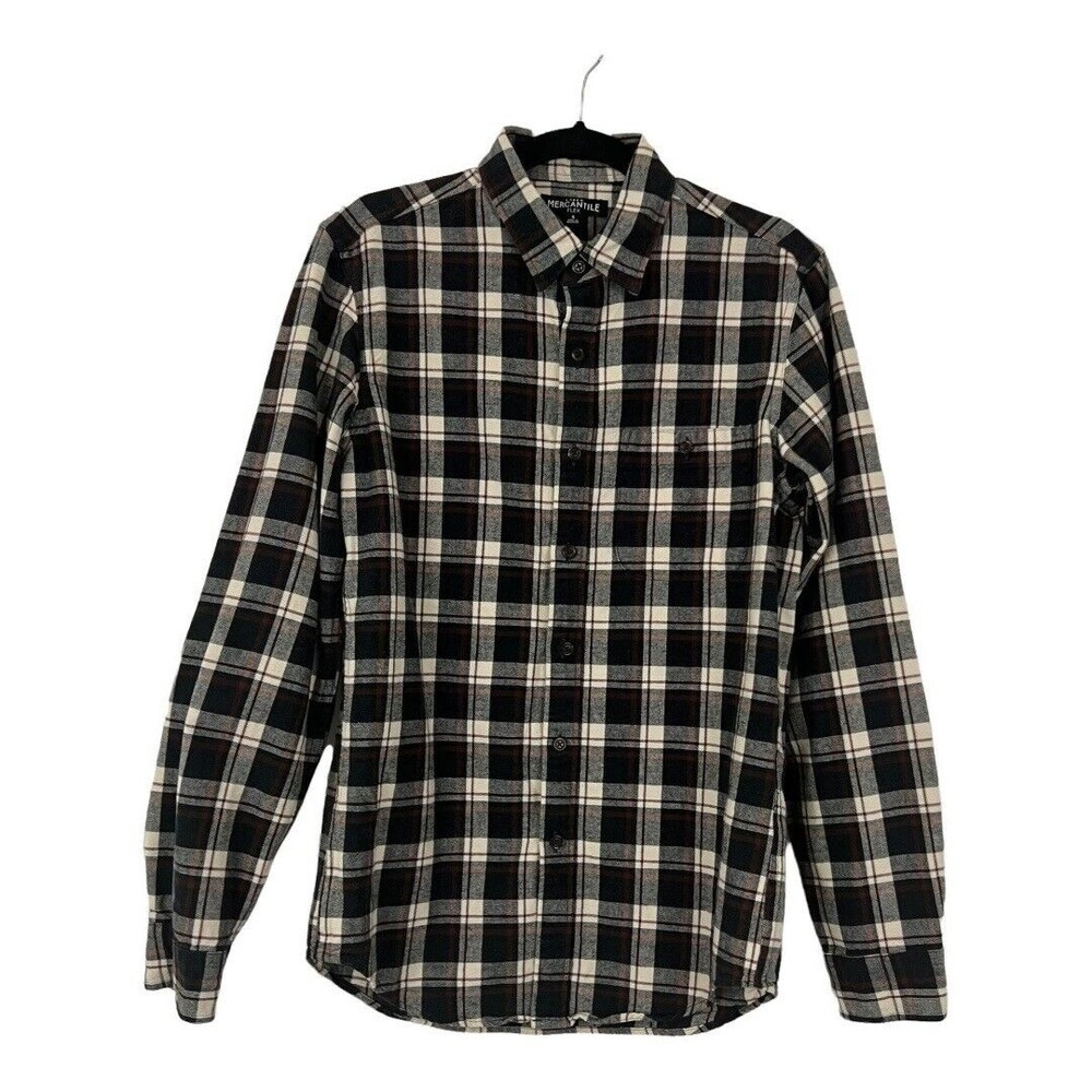 J. Crew Mercantile Flex Mens Size Small Plaid Elbow Patch Flannel Shirt